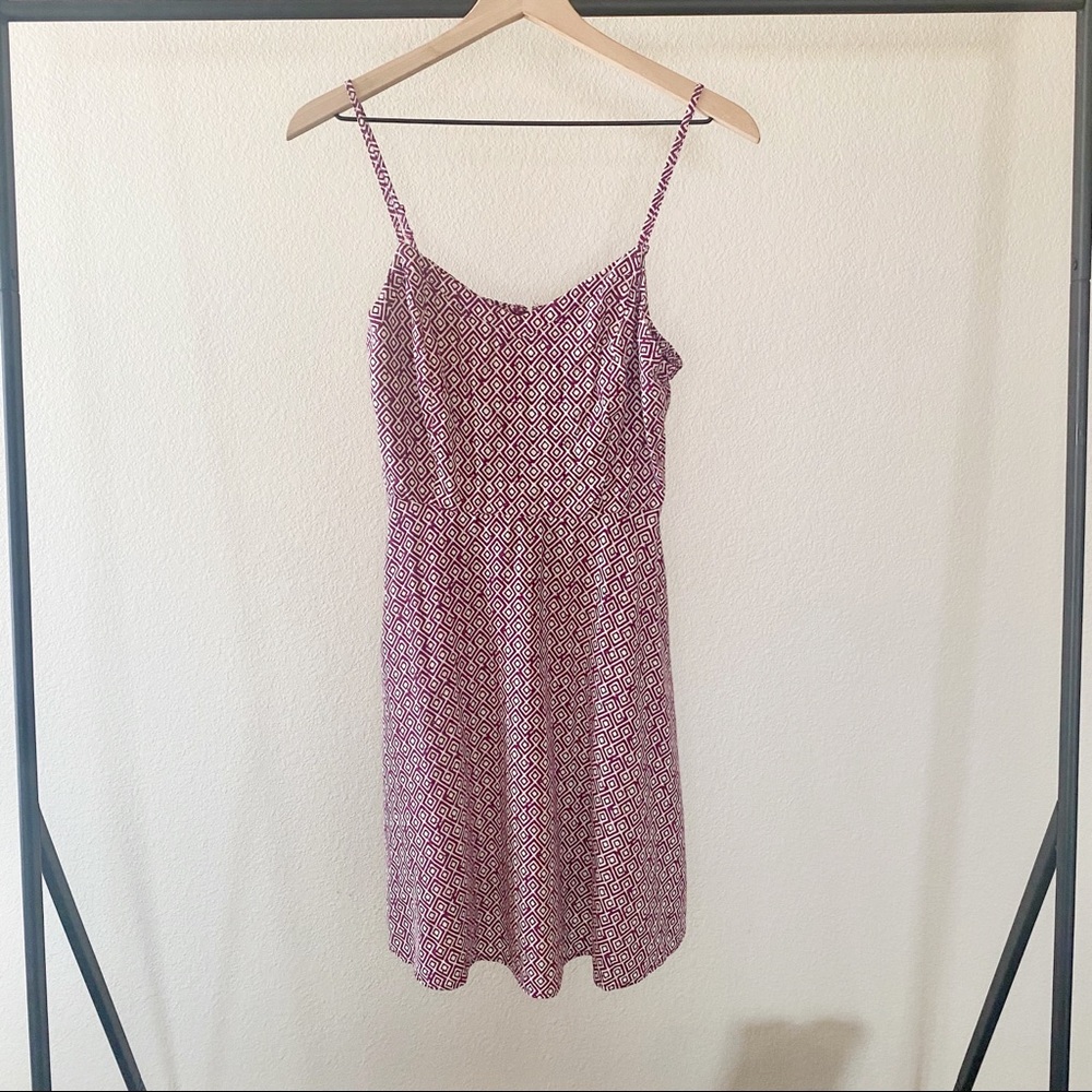 Old Navy Maroon Geometric Print Dress